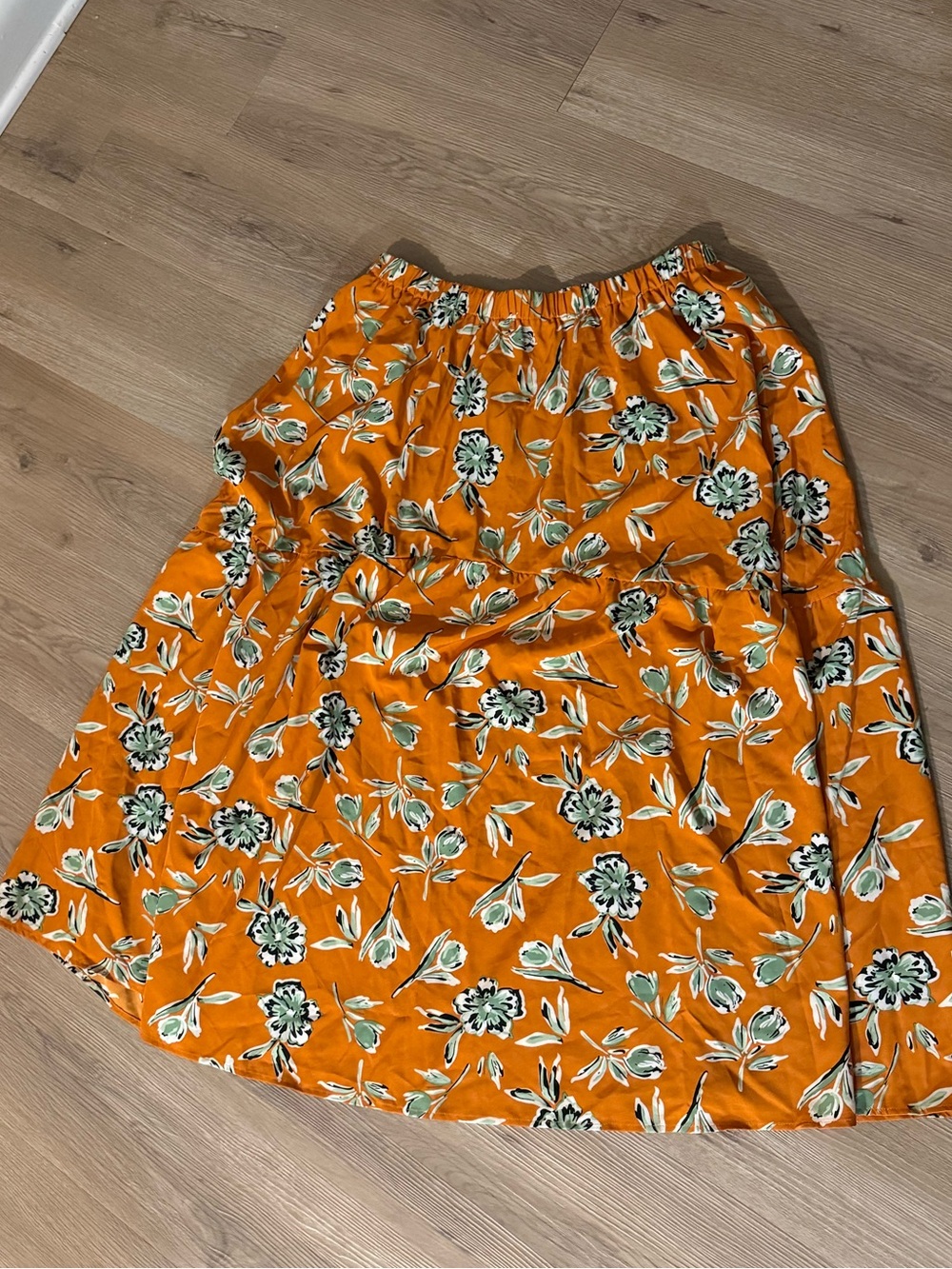 SHEIN Orange Floral Maxi Skirt